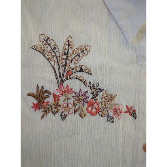 Alfred Dunner Cream Giraffe Floral Safari Embroidery Crepe Button Womens Size 14 - Picture 4 of 7